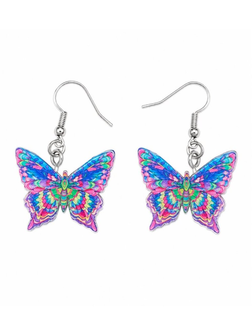 Colorful butterfly drop earrings